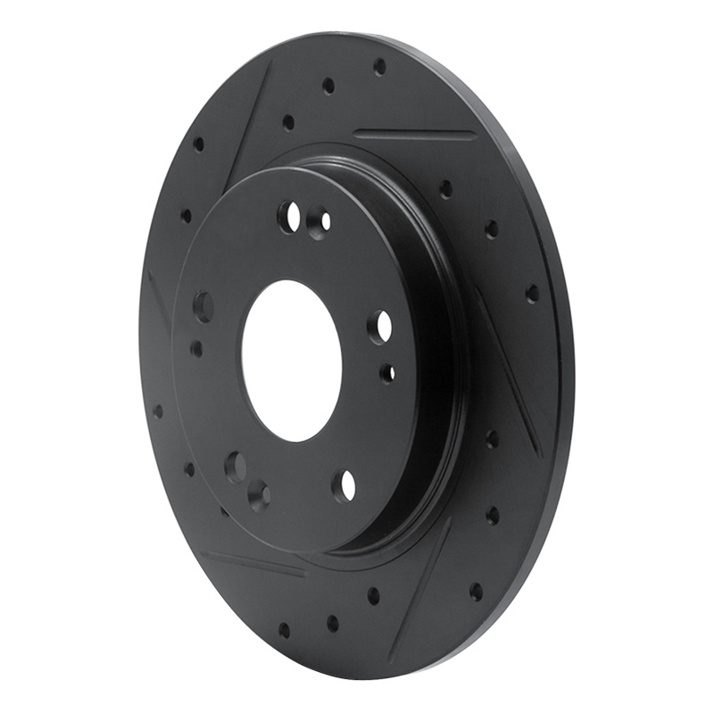 Honda CR-Z Brake Rotor (1) - Rear Left - R1 Concepts - Drilled & Slotted - Black - `11-`15